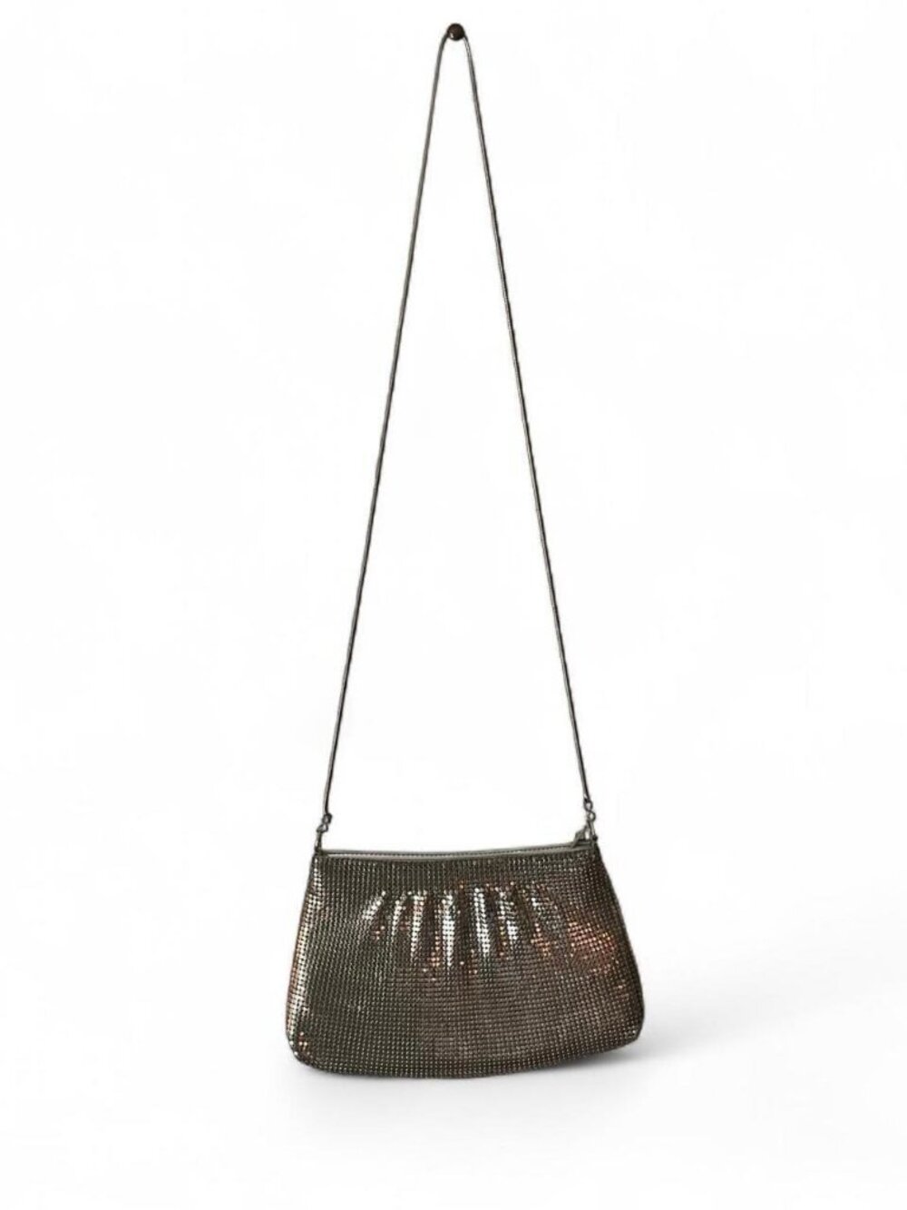 Vintage Silver Metal Mesh Chainmail Crossbody Evening Bag Y2K Purse